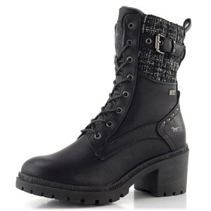 Mustang šněrovací kotník na podpatku black 15M0122005