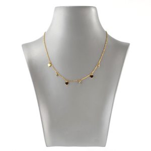 Náhrdelník so srdiečkami a kryštál kamienkami Swarovski zlatá oceľ