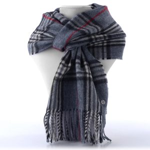 Fraas vlněný šál s kašmírem a károvaným vzorem šedý 627020-960