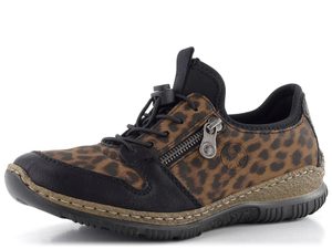 Rieker prozouvací polobotky s olivkou vzorované hnědo-černé N32G0-90