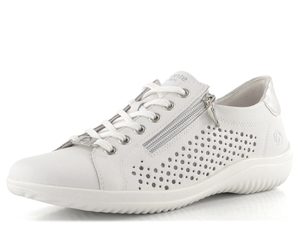 Remonte bílé prořezávané polobotky se zipem D1E08-80