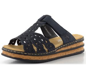 Rieker pantofle na klínku tmavě modré 62986-14