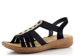 Rieker čierne sandále s gumičkami V2870-00