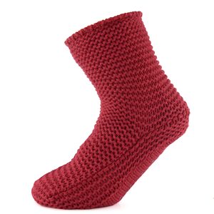 Dámske teplé ponožky/papučky s protišmykom červené