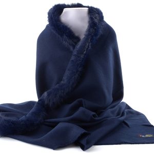 Fraas pončo s kožešinkovým lemem tmavě modré 631206-597