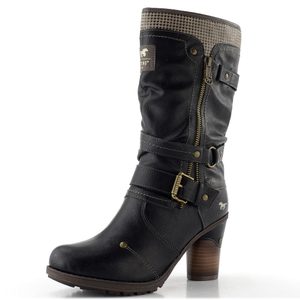 Mustang poločižmy na podpätku black 15M0162001