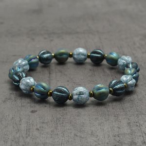 Náramek ze skleněných kamenů Petrol