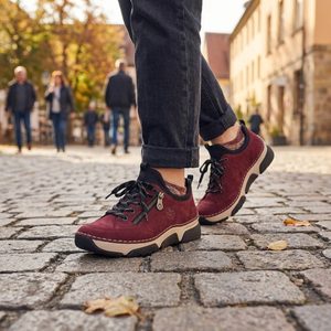 Rieker šnurovacie poltopánky s pružným lemom červené 45973-36