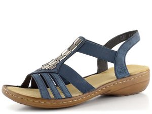 Rieker sandále modré so zdobeným priehlavkom 60800-14