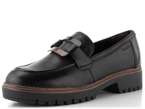 Tamaris mokasíny na vysoké podešvi black leather 1-24722-43