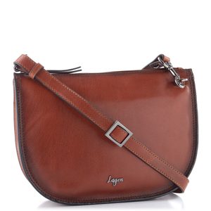 Dámská oblá kožená kabelka cognac LGB 199