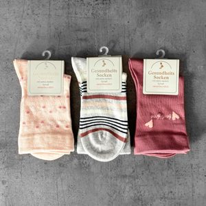 Dámské ponožky se zdravotním lemem 3 páry červená/oranžová/sv.šedá 39545