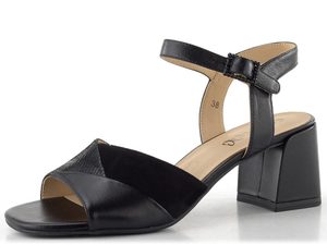 Caprice kožené sandály na podpatku black comb 9-28301-46