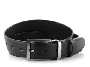 Kožený opasok čierny so striebornou sponou 32 mm