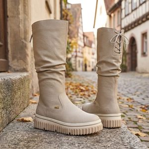 Rieker řasené kozačky s membránou crema Y6370-60