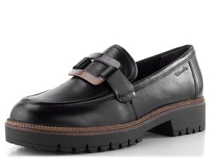 Tamaris mokasíny na vysoké podešvi black leather 1-24722-43