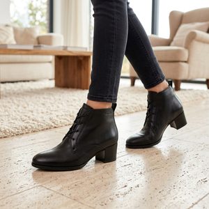 Tamaris kožený kotník na podpatku black 1-25131-43