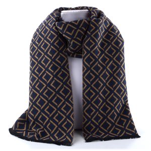 Bugatti oboustranný pánský šál s geometrickým vzorem tmavě modrý 630328-590