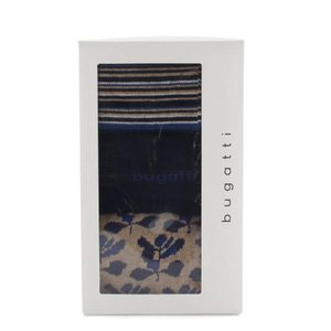 Bugatti ponožky v krabičke modré/béžové vzorované 3pack/box 6394X