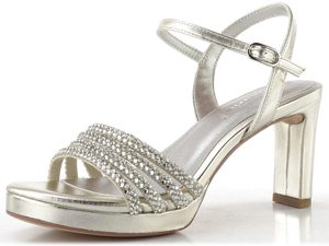 Tamaris metalické sandály na podpatku Platinum 1-28390-46