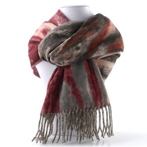 Fraas kašminkový šál žíhaný červeno-šedý 625141-379