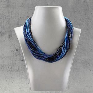 Náhrdelník rokajl modrý/čierny