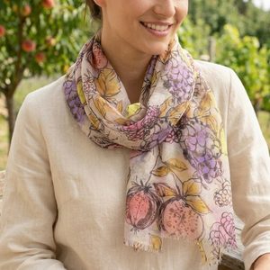 Fraas květinový šál růžový konopí/bavlna 609059-412