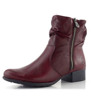 Rieker řasený zipový kotník vínový 78656-35