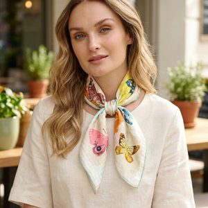 Fraas květinový šál růžový konopí/bavlna 609059-412