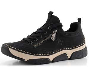 Rieker šnurovacie poltopánky s pružným lemom čierne 45973-00