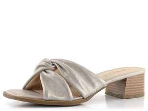 Caprice kožené pantofle na podpatku Stone Metallic 9-27204-20
