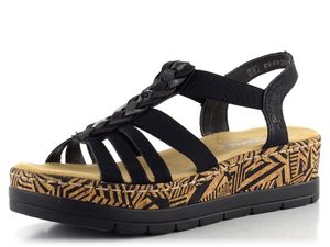 Rieker sandály na platformě černé V3902-00