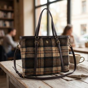 U.S. POLO ASSN. shopper kabelka s károvaným vzorem hnědá BIUHU9388WZCBC3