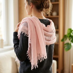 Fraas květinový šál růžový konopí/bavlna 609059-412
