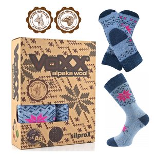 Dárkový box ponožek a palčáků Voxx s alpaka a merino vlnou sv.modrá