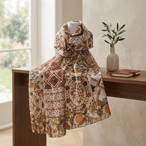 Fraas květinový šál růžový konopí/bavlna 609059-412