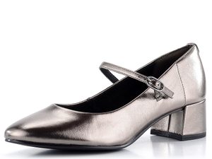 Tamaris lodičky se širokým podpatkem a nártovým páskem Pewter 1-22312-43