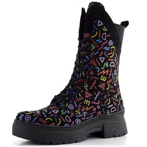 Barton vyššia členková obuv čierna s farebnou potlačou 24-2522