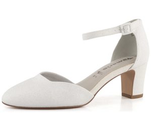 Tamaris biele lodičky s členkovým pásikom White Glam 1-24432-41