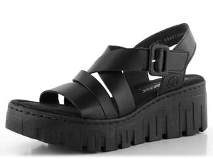 Rieker sandály na platformě s klínkem černé 68063-00
