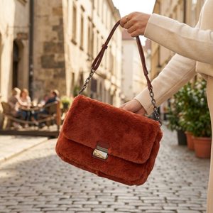 Bulaggi kožešinková crossbody kabelka cihlová BU30-261424