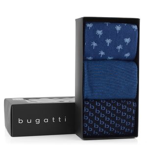 Bugatti hladké ponožky tmavě modré 3 pack/box 6275X