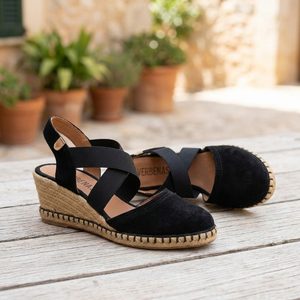 Verbenas sandále s plnou špičkou a klinom Mila negro 0602050785