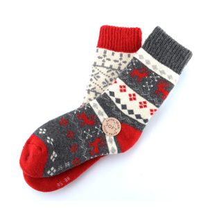 Dámske zimné ponožky s vlnou 2 páry červené/šedé 37811