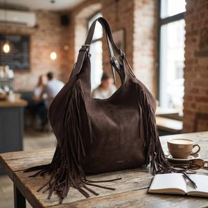 Rieker shopper kabelka s třásněmi tmavě hnědá H1041-25