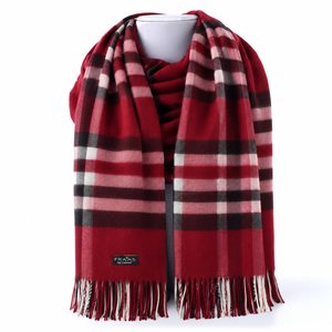 Fraas široký kašminkový šál s károvaným vzorem true red 625030-361