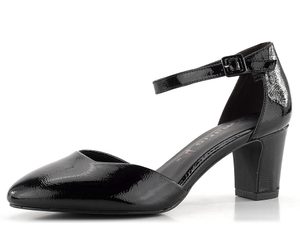 Tamaris lakované lodičky s členkovým pásikom Black Patent 1-24432-41