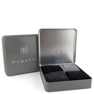Bugatti vzorčekové ponožky čierne/šedé 4pack/box 6359X