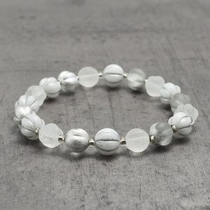 Náramek ze skleněných kamenů White/Silver