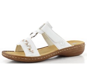 Rieker bílé pantofle s ozdobným copánkem 60888-80